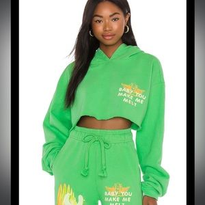 Boys Lie Toxic lime green Cropped hoodie o/s
